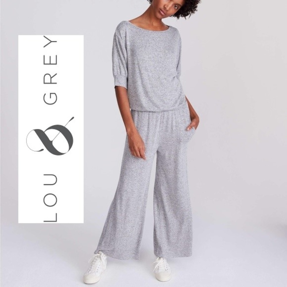 Lou & Grey Gray Brushed Knit Tucked Jumpsuit Size XS EUC - Picture 1 of 3